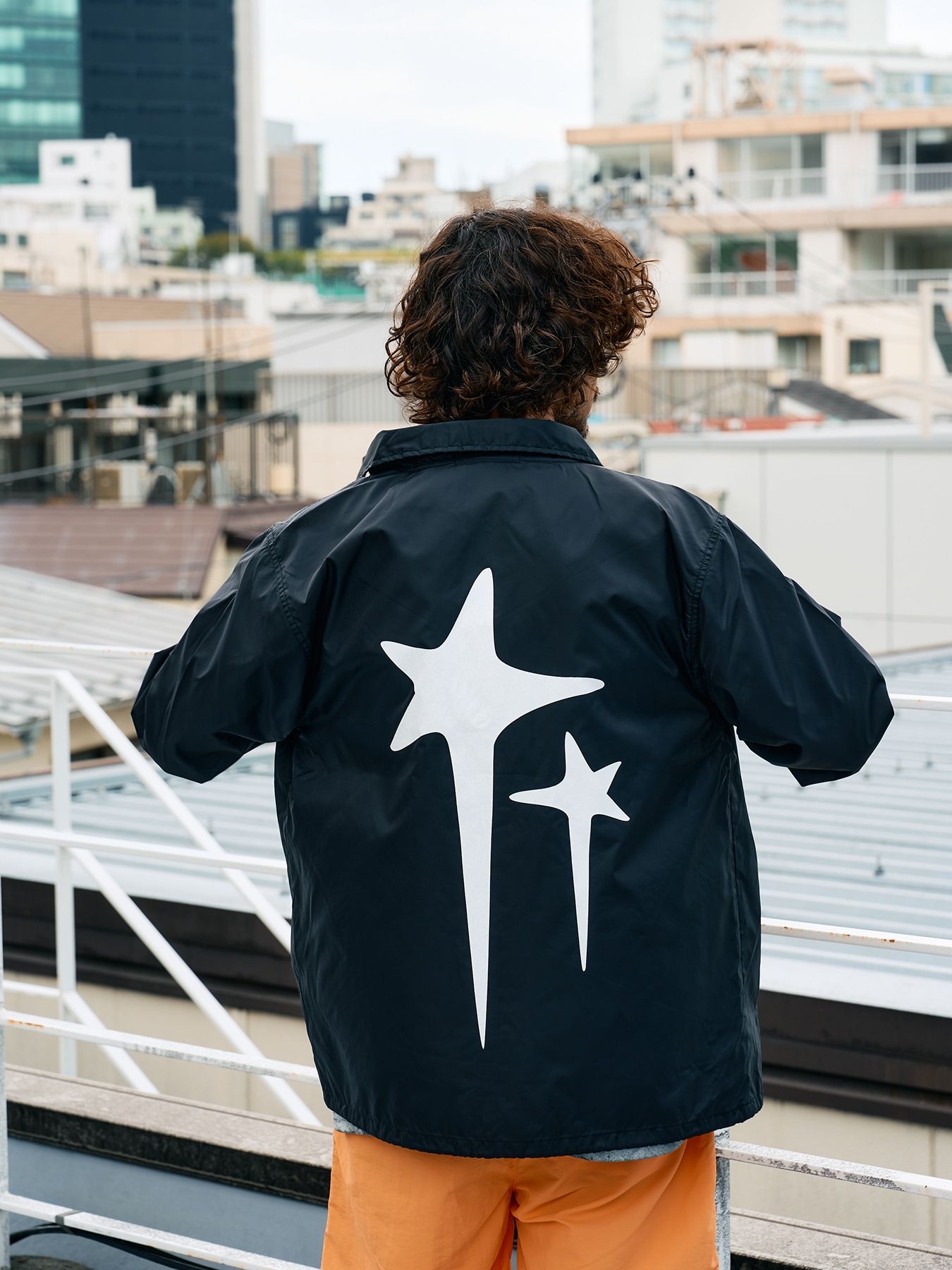 【予約品 10月16日(木) 締切】STYLE STYLE ドリップスタークロスパッチ ナイロン コーチジャ オーセンティックパイル ウェービーロゴ スマイル ケット / ブラック