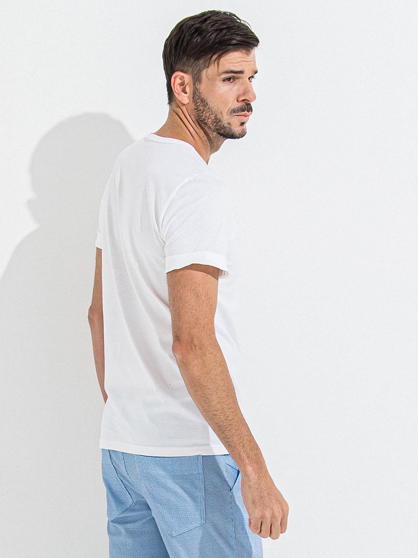 GIZA BASIC ROLL UP TEE / 無地白 ギザベーシックロールアップTシャツ / ホワイト
