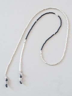 《予約品》 BEADS GLASS CORD&NECKLACE / グラスコード&ネックレス / ブラック・シルバー 【Iroquois.SENTI】