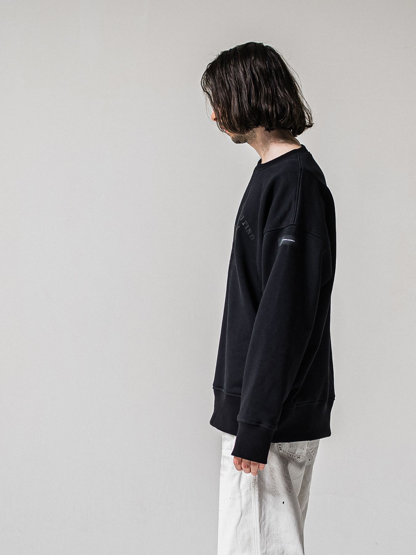 【予約品 11月16日(日) 締切】HF URAKE COLLEGE DROP TRAINER / 裏毛 カレッジロゴルーズ トレーナー / ブラック