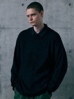 NANCY MOHAIR / モヘア クルーネックニット / BLACK