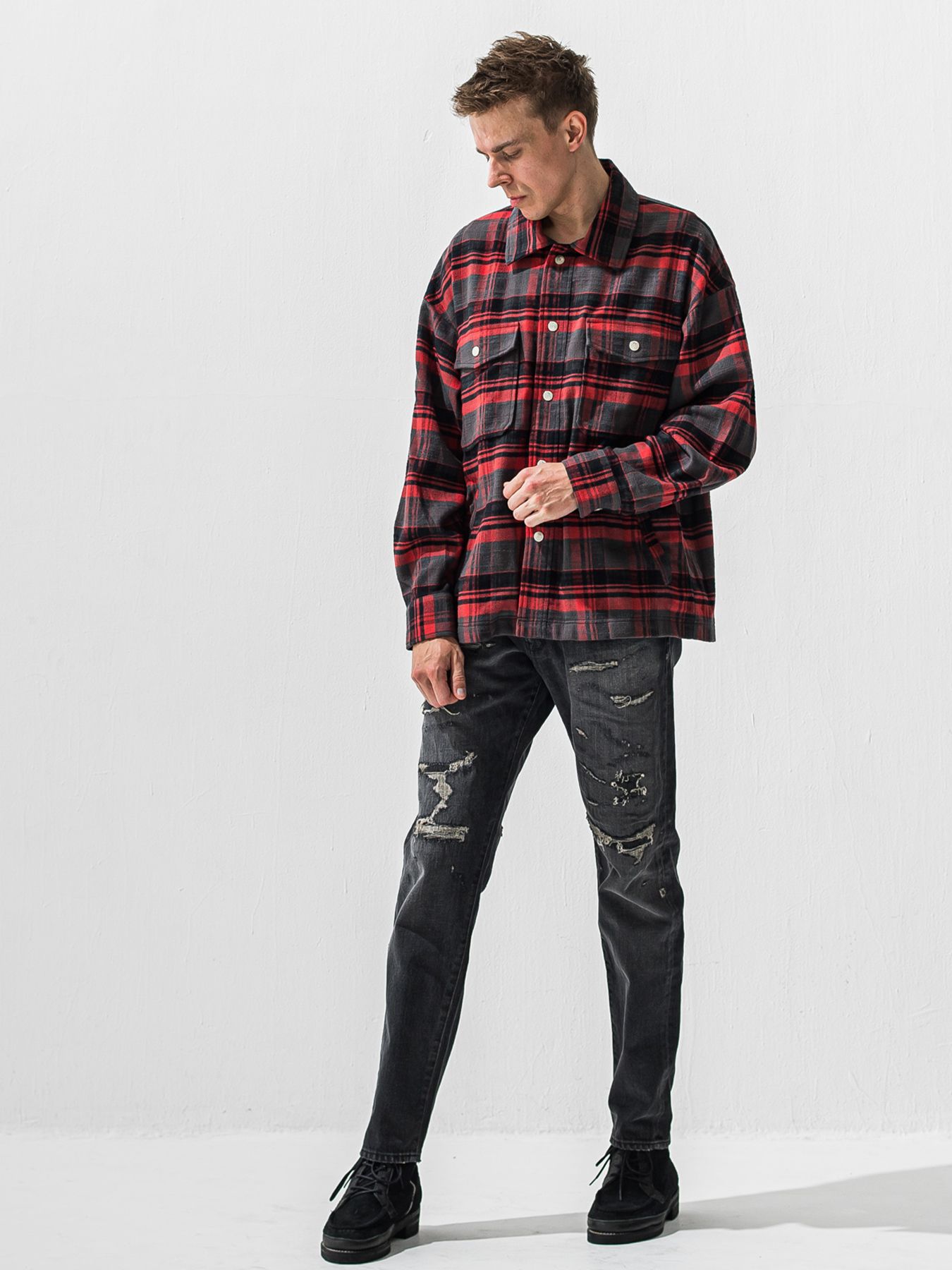 【予約品 9月6日(日) 締切】OLD SLUB CHECK JK / ヴィンテージ ネルジャケット / レッド
