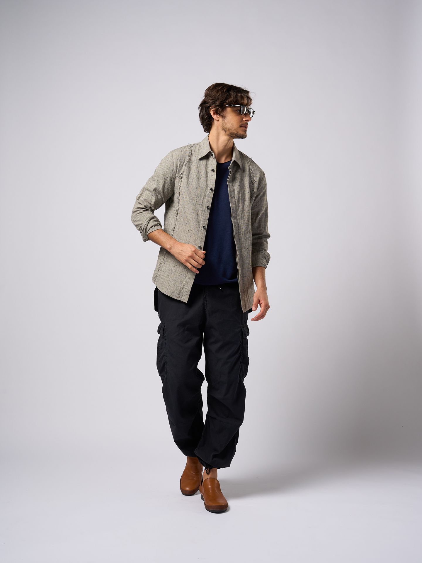 【予約品9月19日 10時締め】 switching texture shirt / シャツ / ナチュラル