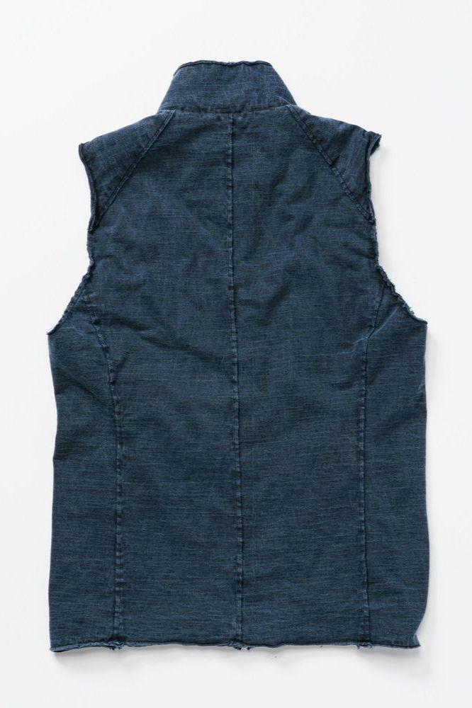 wjk - 《予約品》 cut-off stand collar vest / インディゴ 【wjk】 2023年2月下旬以降入荷予定 | BRYAN