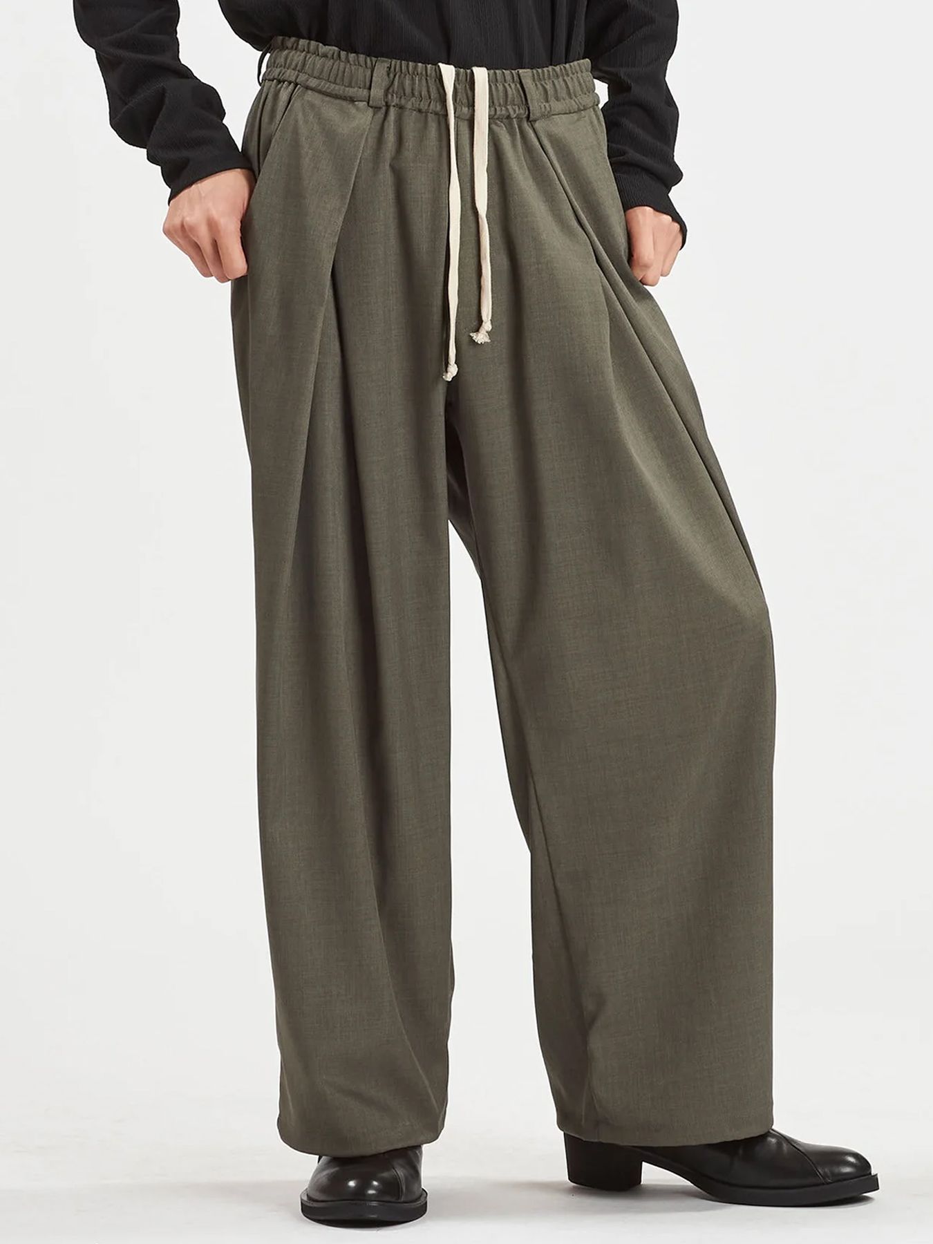 2WAYクロスタックイージーワイドトラウザーズ / グレー【NOID.】