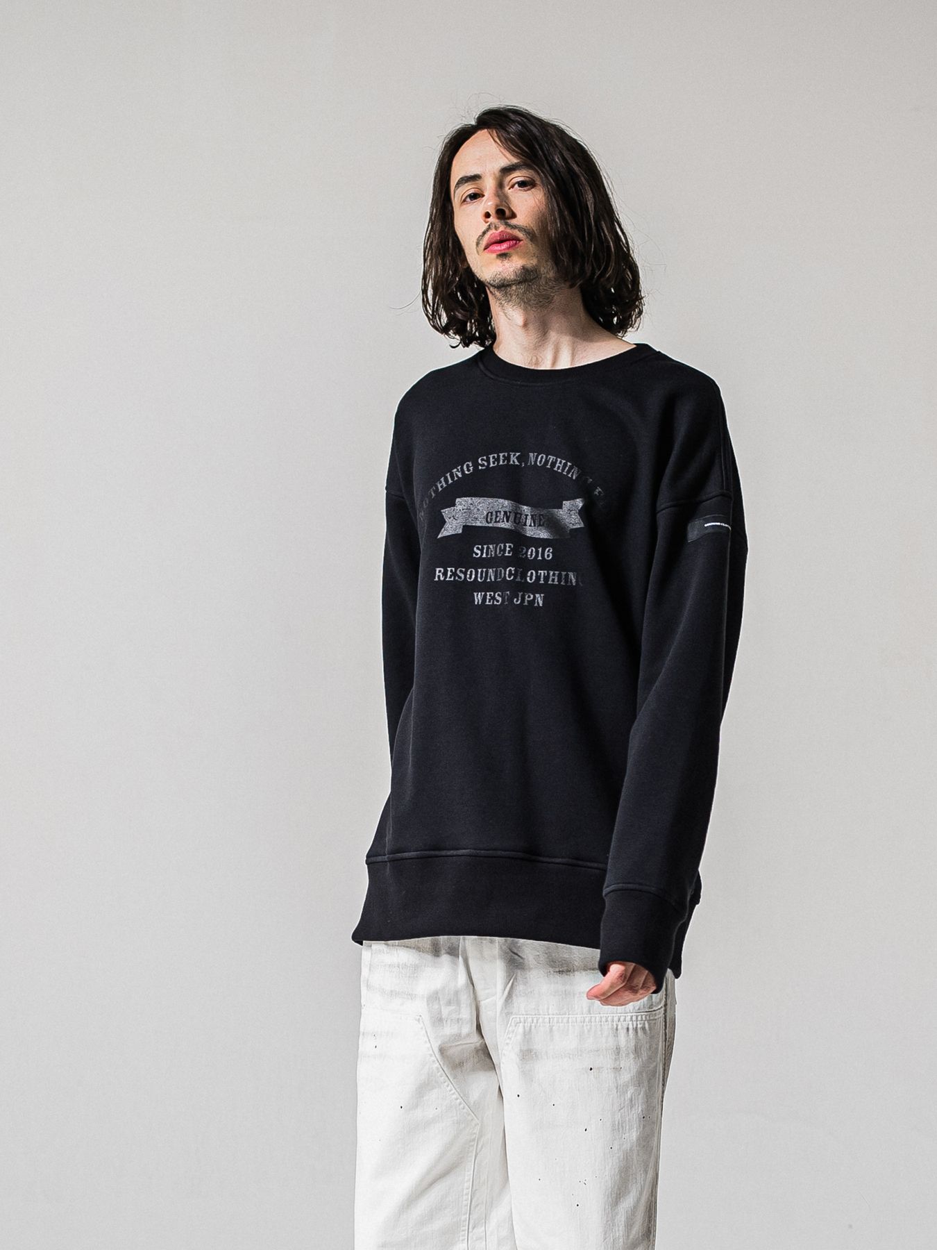 【予約品 11月16日(日) 締切】HF URAKE COLLEGE DROP TRAINER / 裏毛 カレッジロゴルーズ トレーナー / ブラック