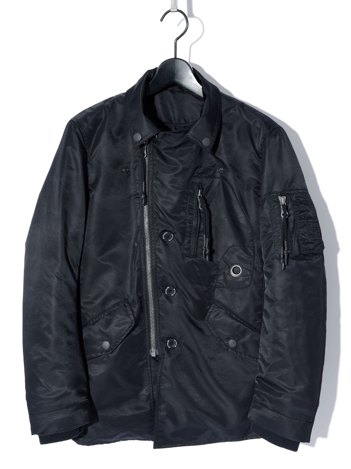 【予約品】  FAKE LAYERED NYLON JK w/HOOD / ナイロンジャケット / BLACK / 即納