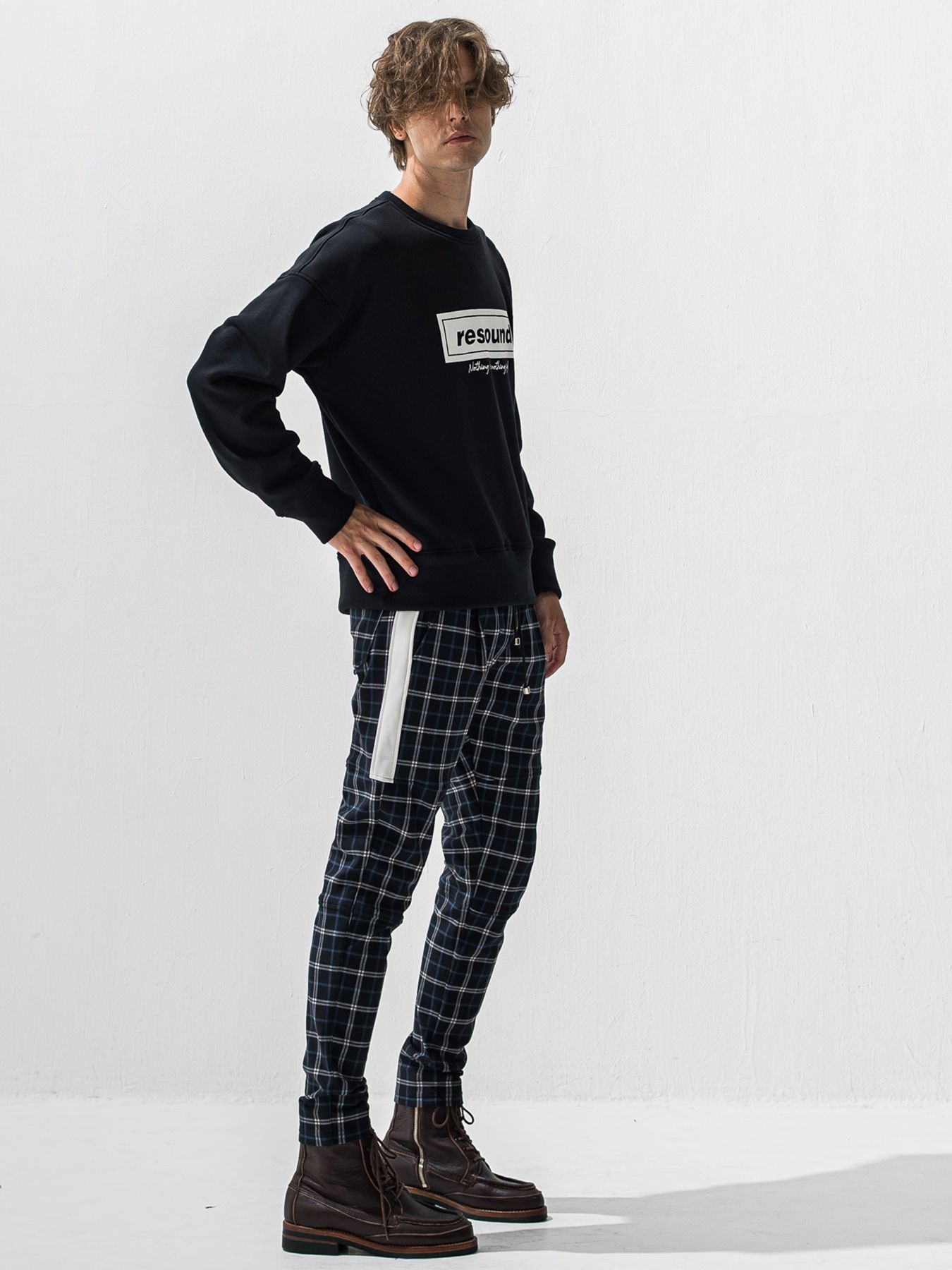 【予約品 9月6日(日) 締切】BOX VELOURS FLEECE DROP TRAINER / ボックスロゴ 裏起毛 ルーズトレーナー / ブラック