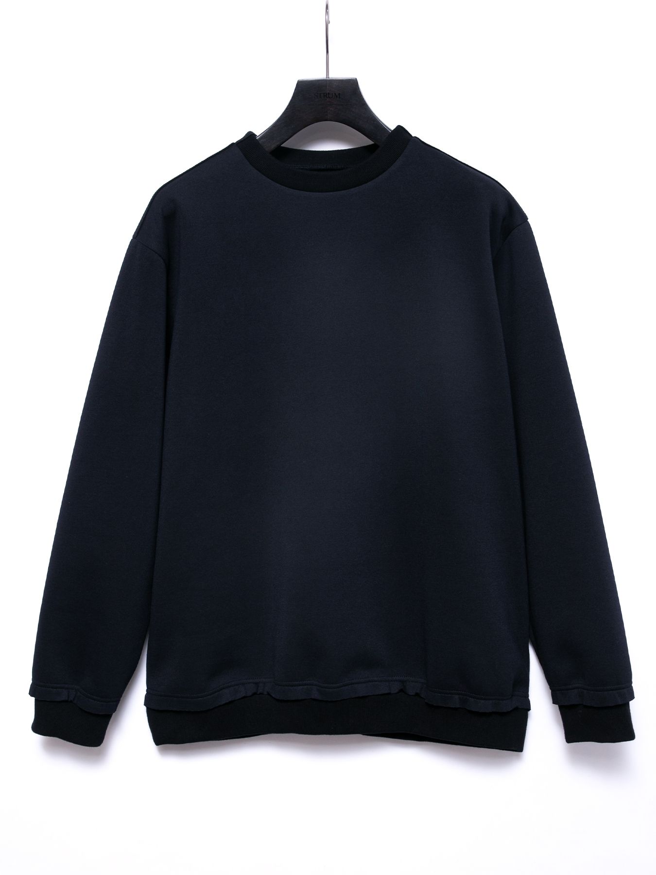 【予約品 4月6日(月) 締切】Three-layer Stretch Cardboard Knit Crew Neck Sweatshirt / スリーレイヤー ダンボールニット クルーネック スウェット / ブラック