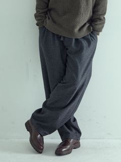 【予約品 】LOUNGECUT TORAUSERS / ワイドトラウザーズ / チャコール×ブラック