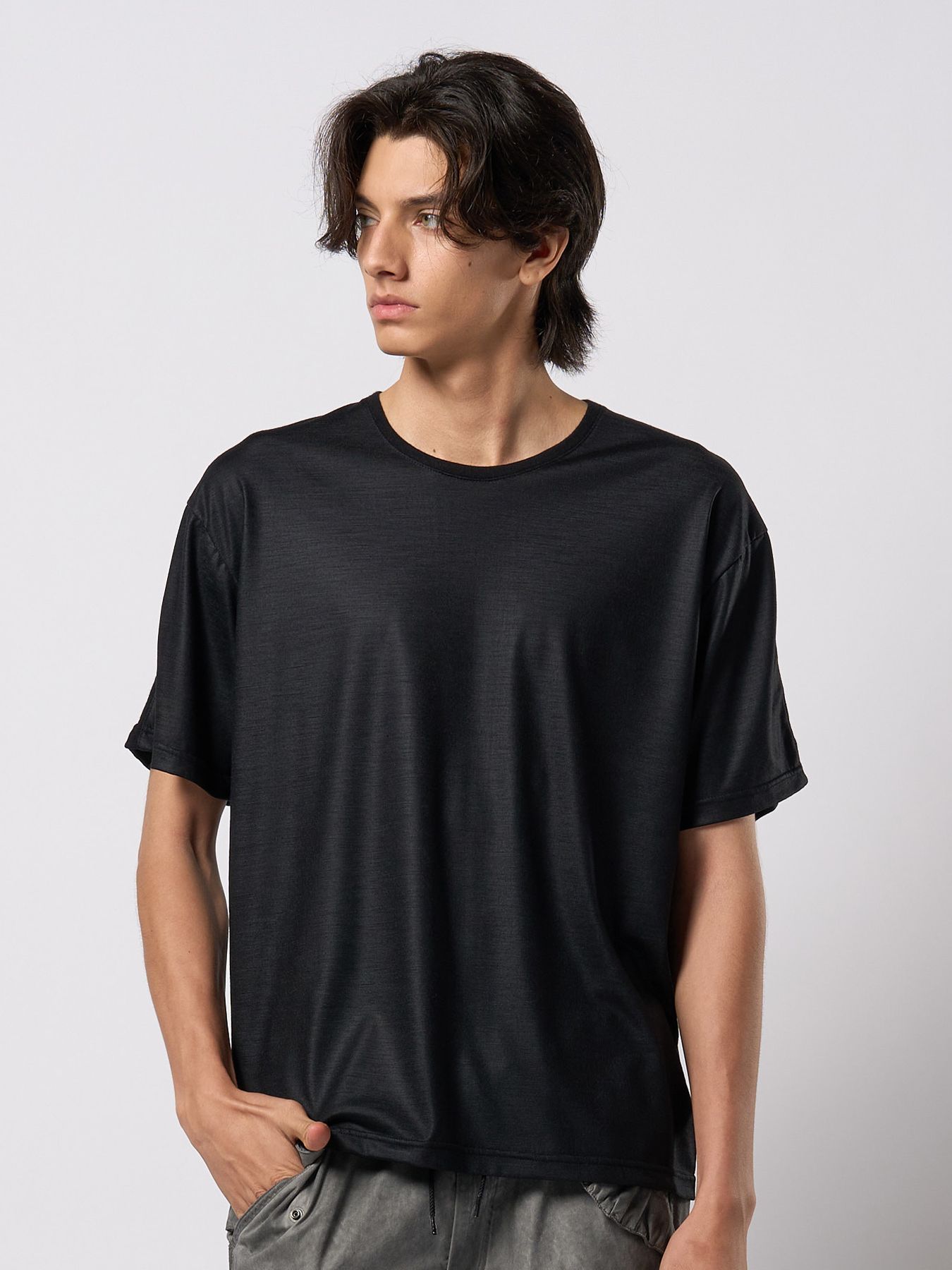 【予約品 9月23日(火) 締切】ex.comfy wool S/S / エクスコンフィーウール ショートスリーブ / ブラック