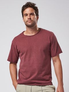 《予約品》 wide cut-off crew-neck S/S / Tシャツ / ダークピンク