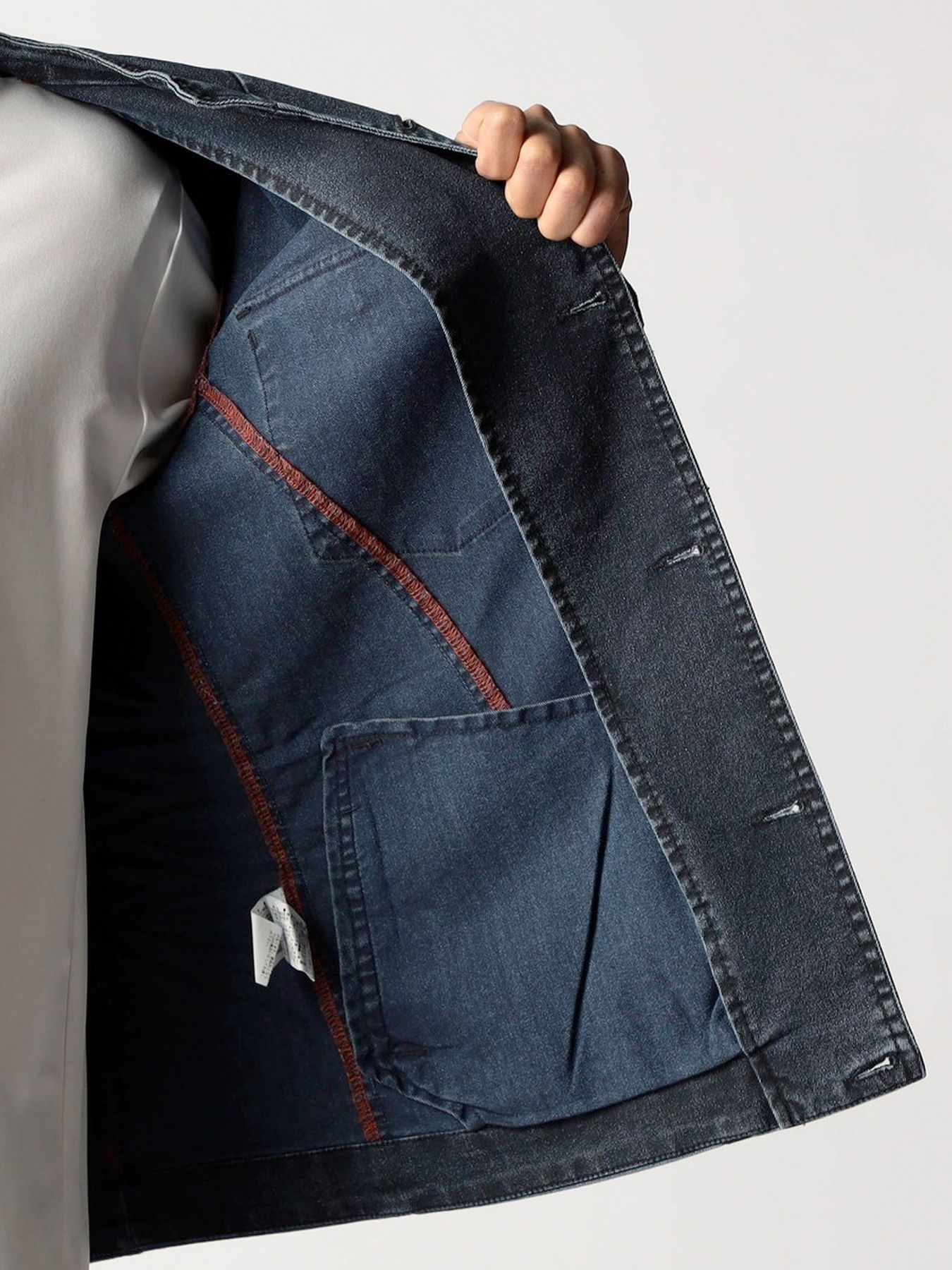 ショートスタンドカラー ブルゾン / インディゴ ブラックコーティング 【NICOLE CLUB FOR MEN】