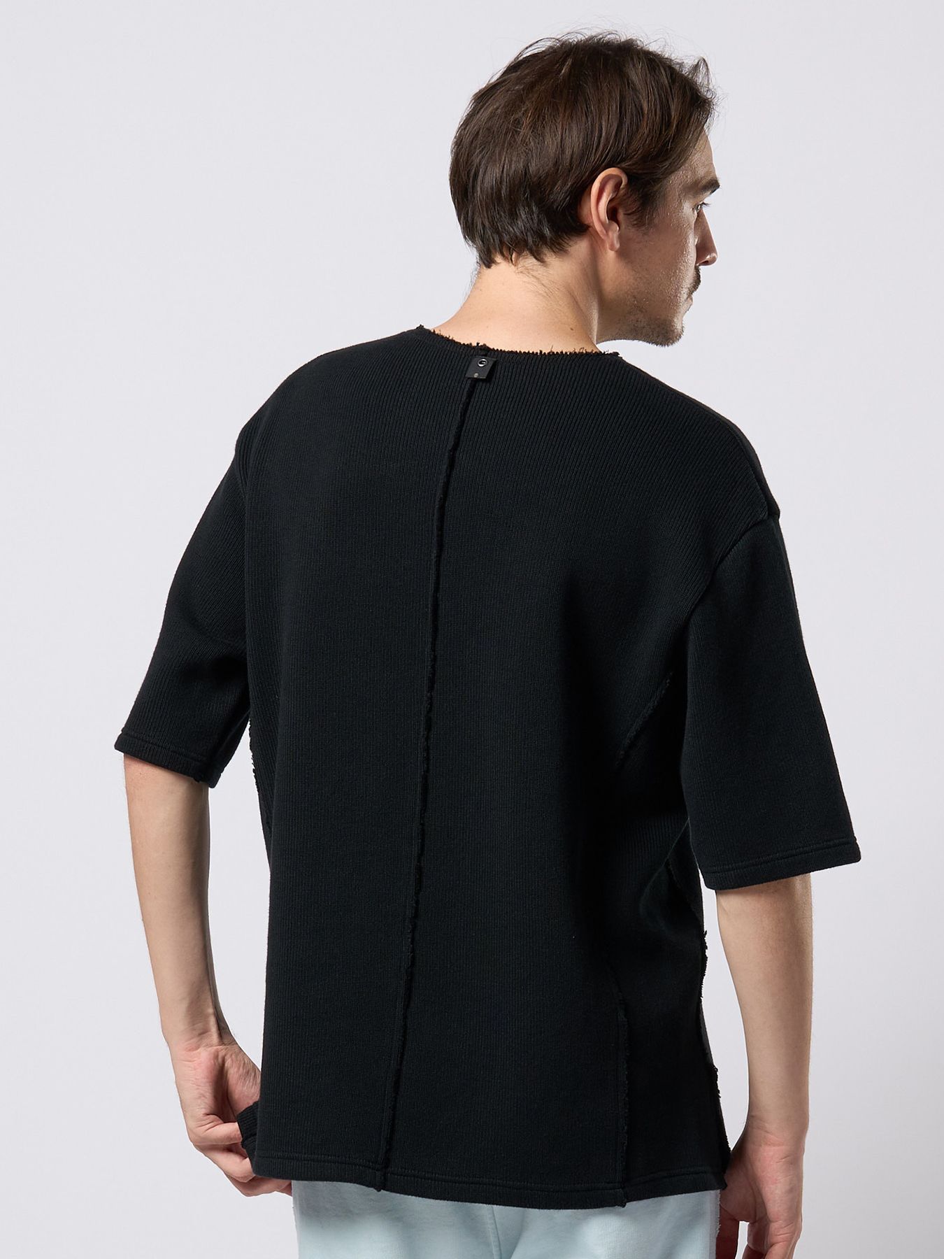 【予約品 9月23日(火) 締切】quarter-knit key neck H/S / クォーターニット キーネック ハーフスリーブ / ブラック