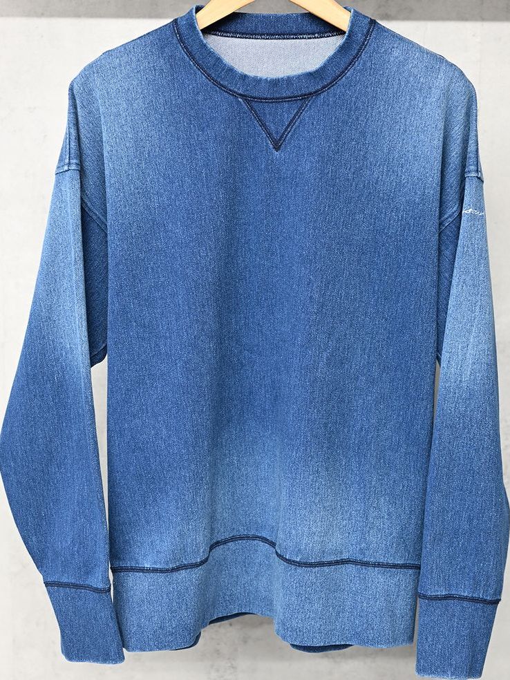 《予約11月17日19時締め》  DENIM JERSEY loose trainer / トレーナー / ダークインディゴ