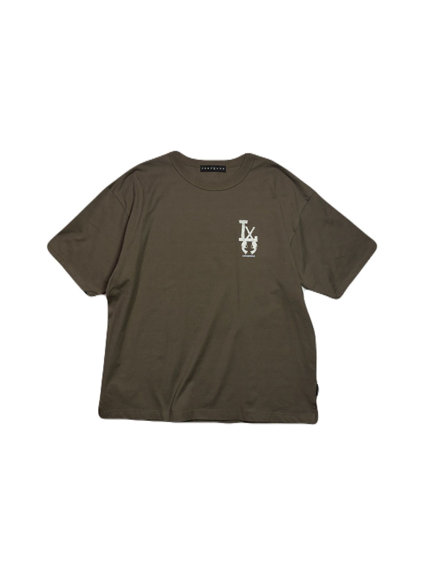 【予約品 3月9日(月) 18:00 締切】LA FAR PRINT S/S T / LA ファーフロッキープリント オーガニックコットン Tシャツ / カーキ