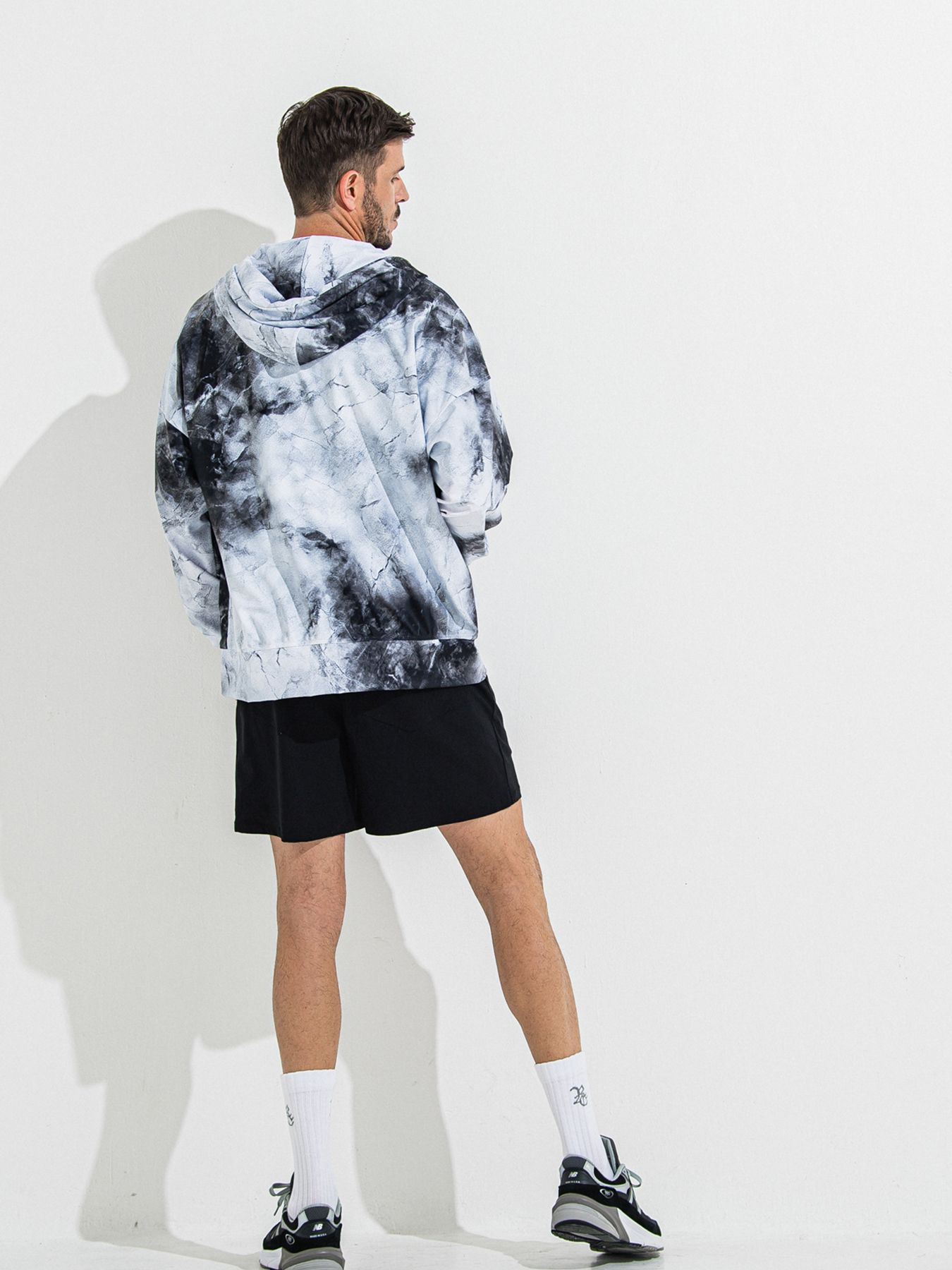 【予約品】RASH OVER ZIPUP HOODIE / ラッシュガード オーバーサイズジップアップパーカー / マーブルホワイト
