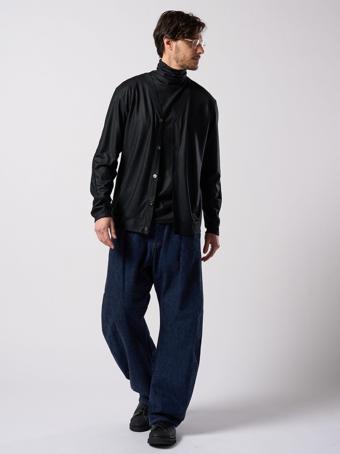 【予約品 4月19日(日) 18時締切】ex.comfy wool turtle  / メリノウールジャージー タートルネック / ブラック