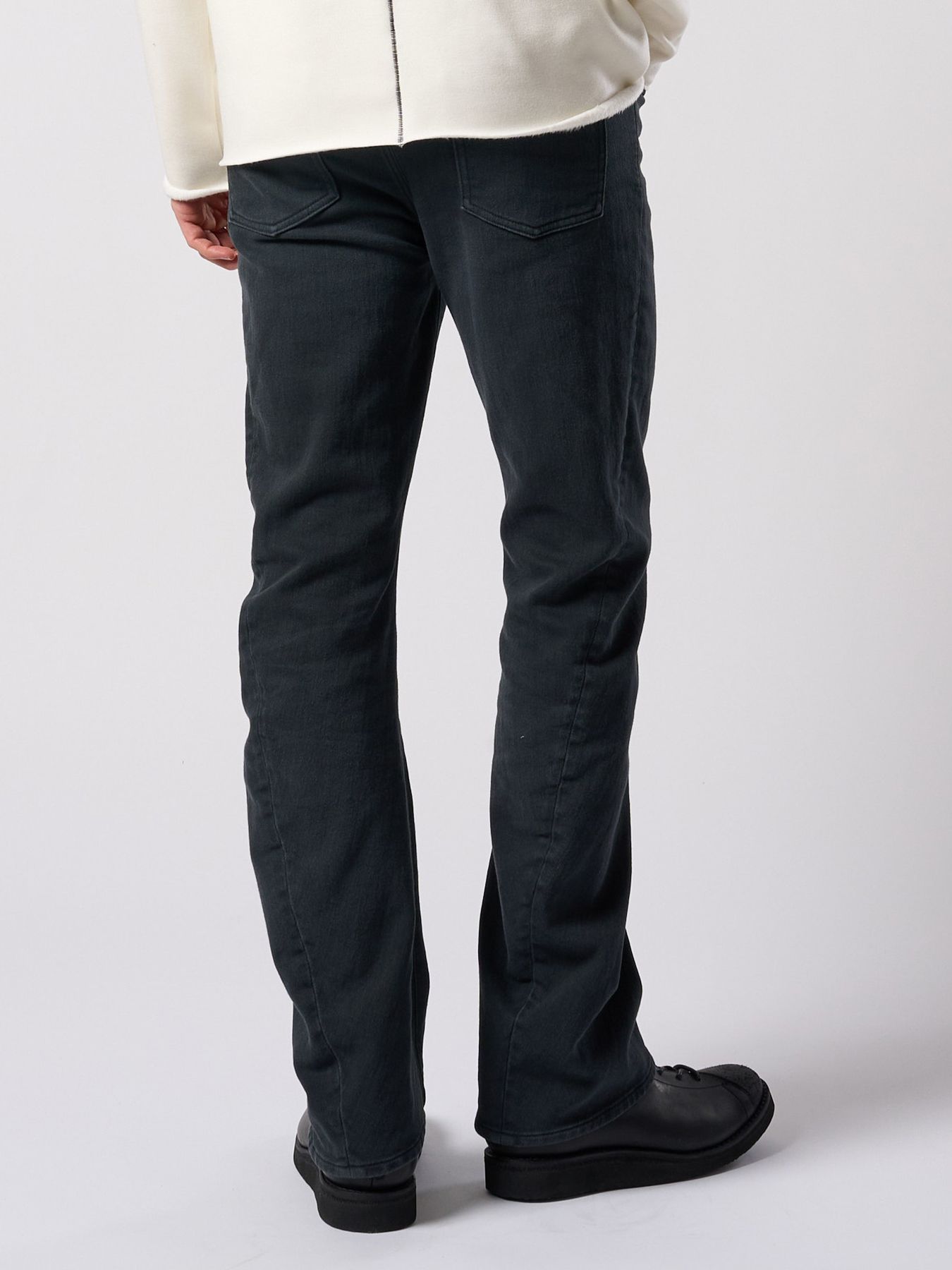 【予約品 4月19日(日) 18時締切】denim jersey 3D banana flare pants / デニムジャージー 3D バナナフレアパンツ / ブラックユーズド