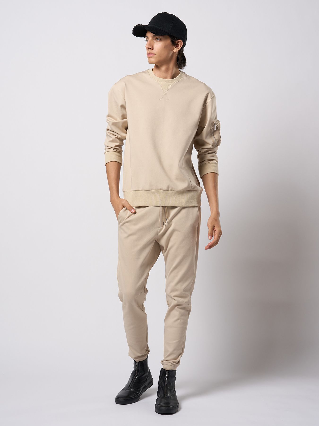 【予約品 9月23日(火) 締切】utility pocket sweatshirt / ユーティリティー ポケット スウェットシャツ / ライトベージュ