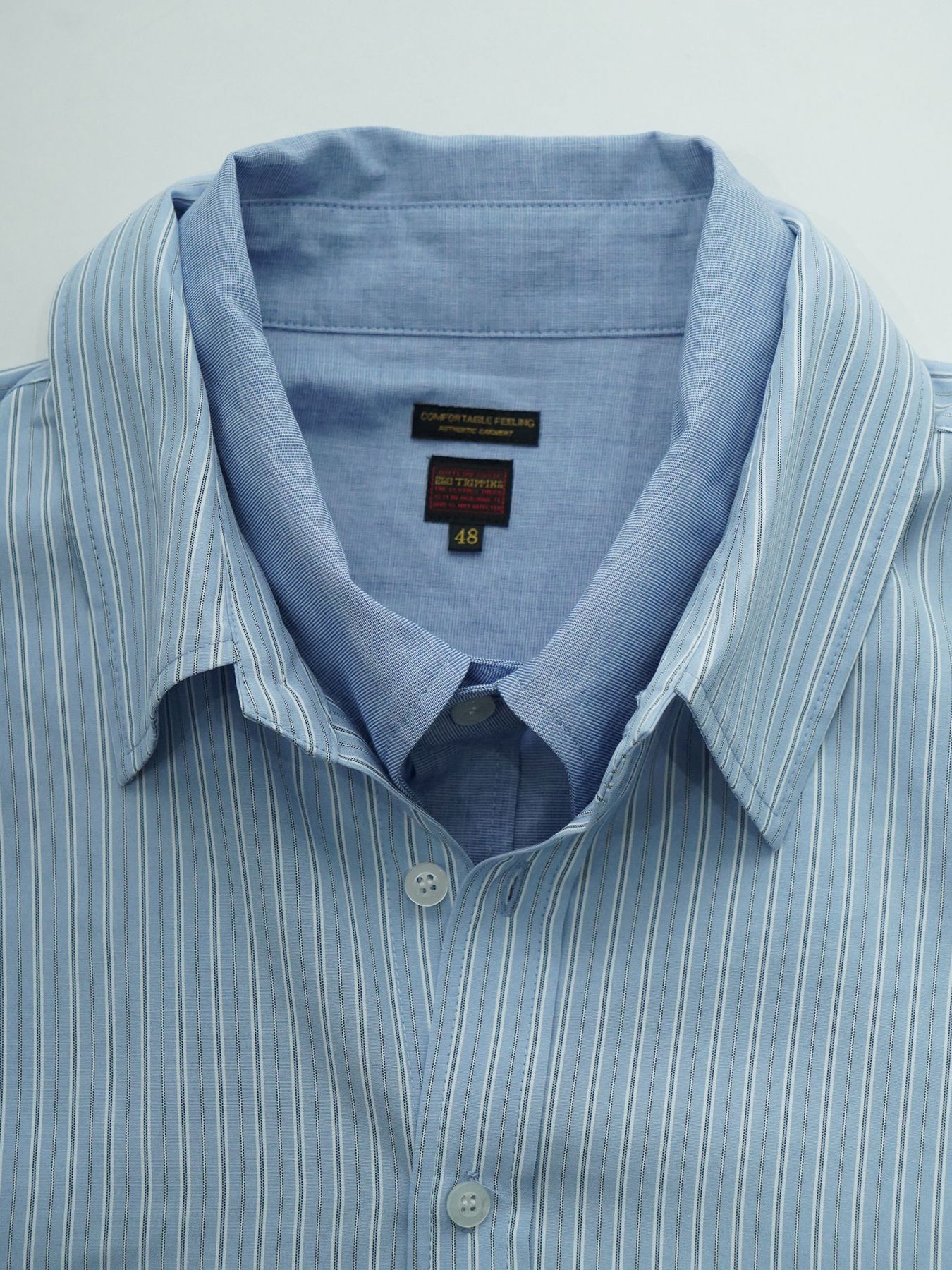 【予約品 10月26日(日) 締切】DOUBLESHIRT / レイヤード ストライプシャツ / SAX.st