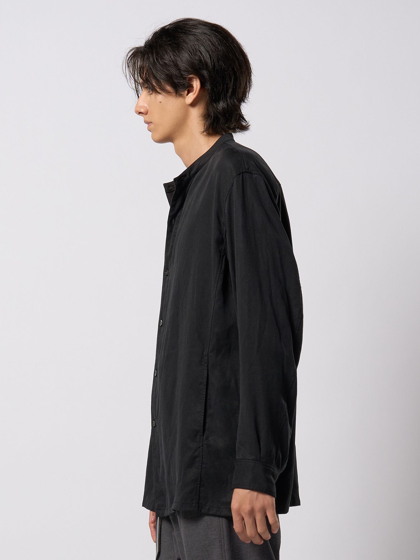 【予約品 9月23日(火) 締切】band collar shirt coat / バンドカラー シャツコート / ブラック