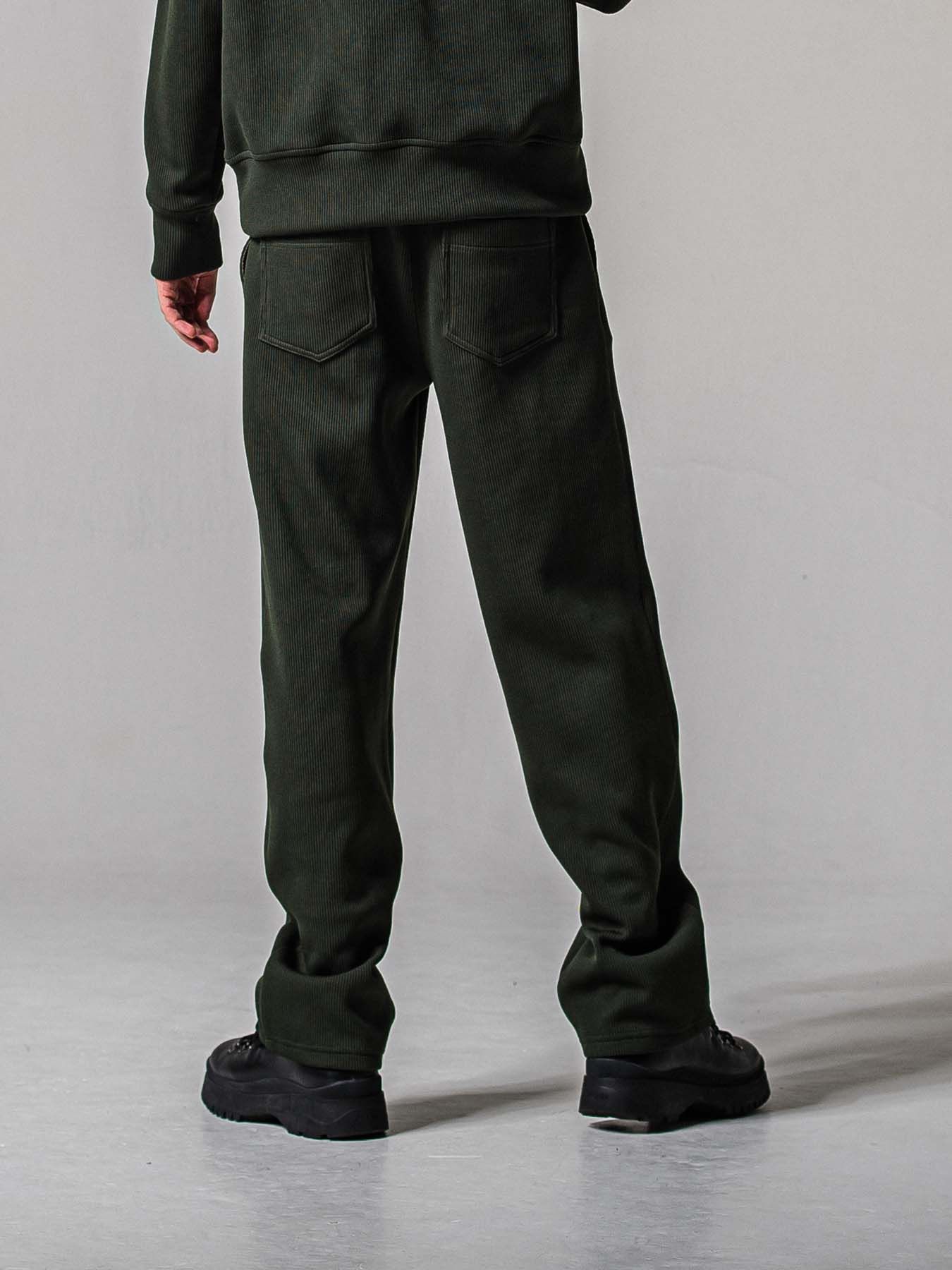 【予約品 11月16日(日) 締切】AZE  WIDE TUCK PANTS / 畔編みニット セミワイドシルエット ワンタック イージーパンツ / カーキ