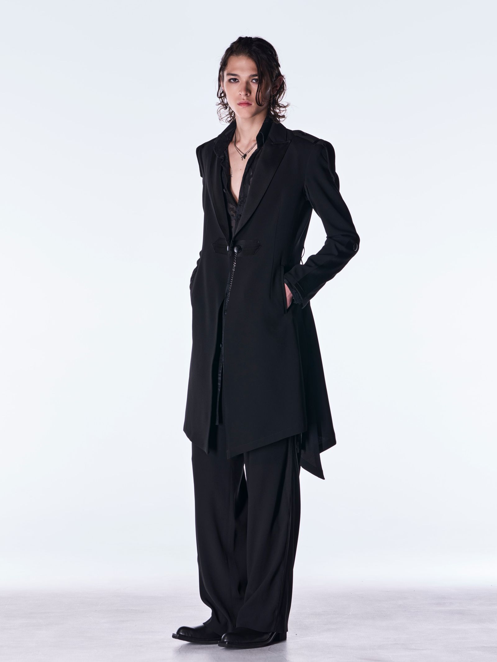 【予約品 6月29日(月) 締切】Back Satin Wide Slacks / ワイドスラックス / ブラック