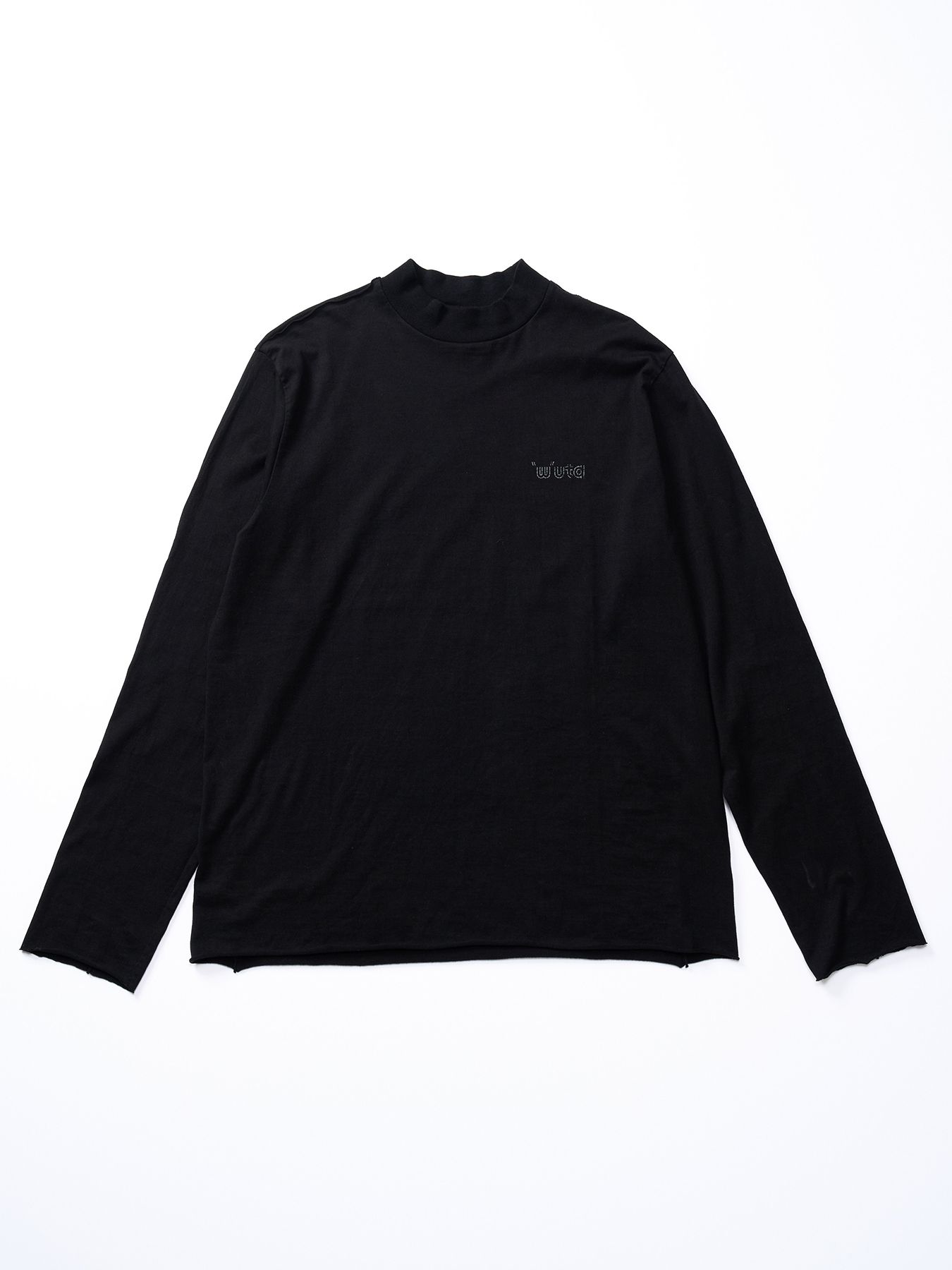 【予約品】muta × wjk collection：cut-off mock-neck L-S(printed) / モックネックロングスリーブカットソー / ディープブラック