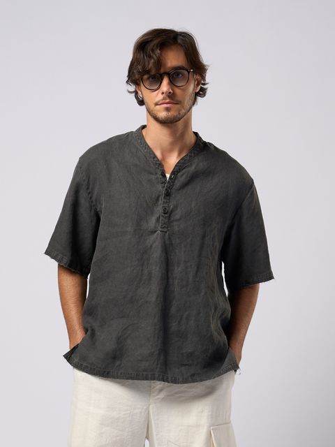 【予約品9月16日 10時締め】 smart collar pullover H/S / シャツ / ブラック