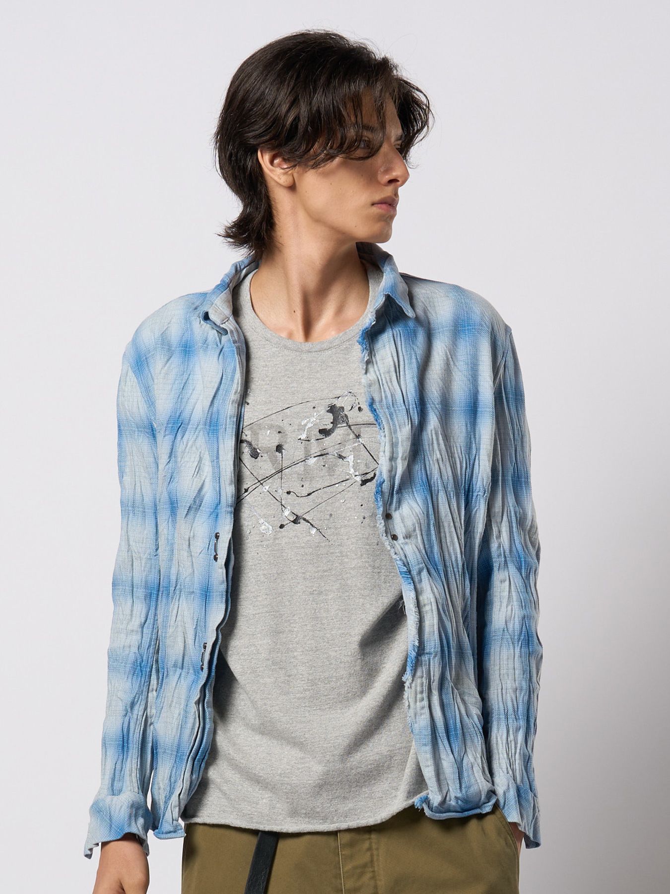 【予約品 9月23日(火) 締切】2-hook check / 2フック チェックシャツ / ライトブルー