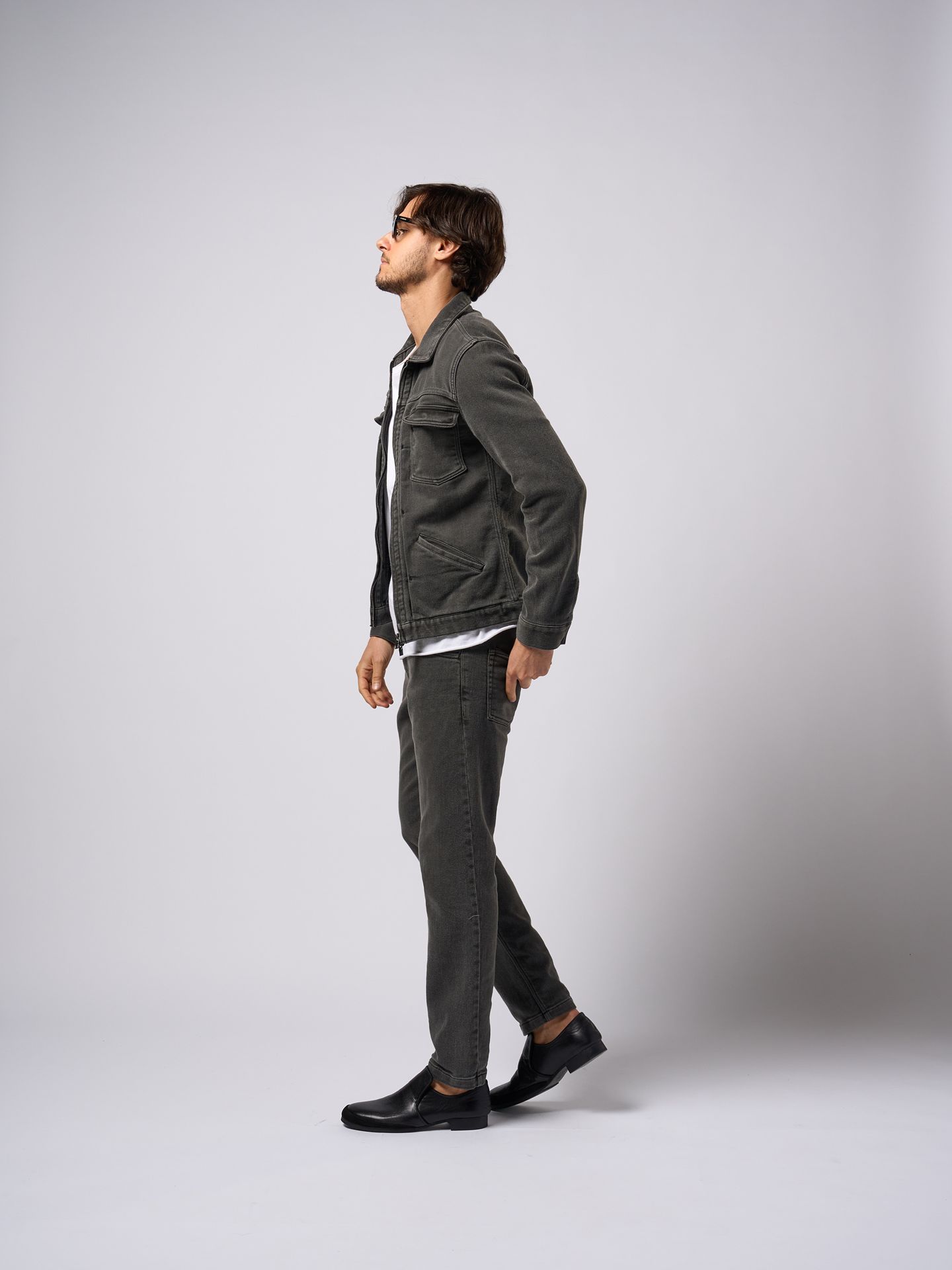 【予約品9月19日 10時締め】 denim jersey zip blouson / ブルゾン / usedブラック