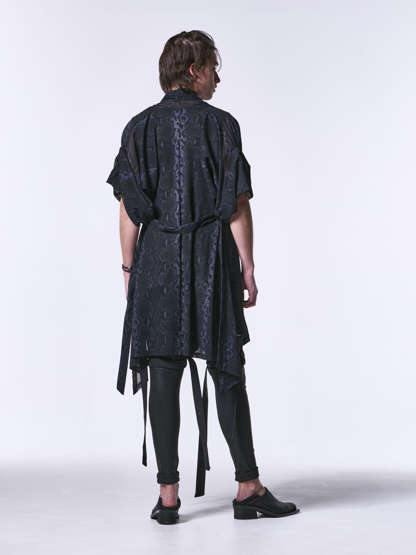 《予約品》 KIMONO-SleeveCardigan / メッシュキモノカーディガン / ブラックパイソン柄