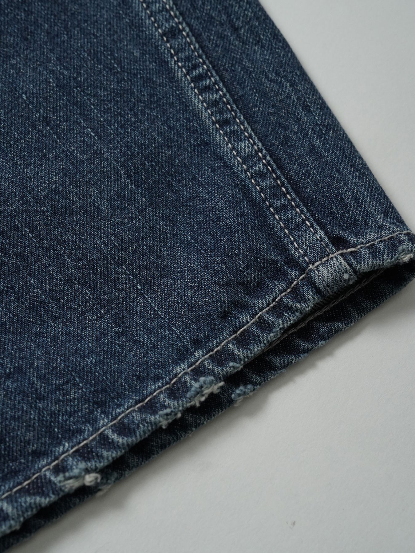 【予約品 5月6日(水) 締切】USN-DENIMTROUSERS aged / ユーズド加工 デニムミリタリーパンツ / インディゴ × 生成りステッチ 濃