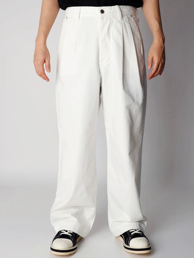 10oz Denim USED Two Tuck Wide Pants / ワイドデニムパンツ / ホワイト 【ys Yuji SUGENO】