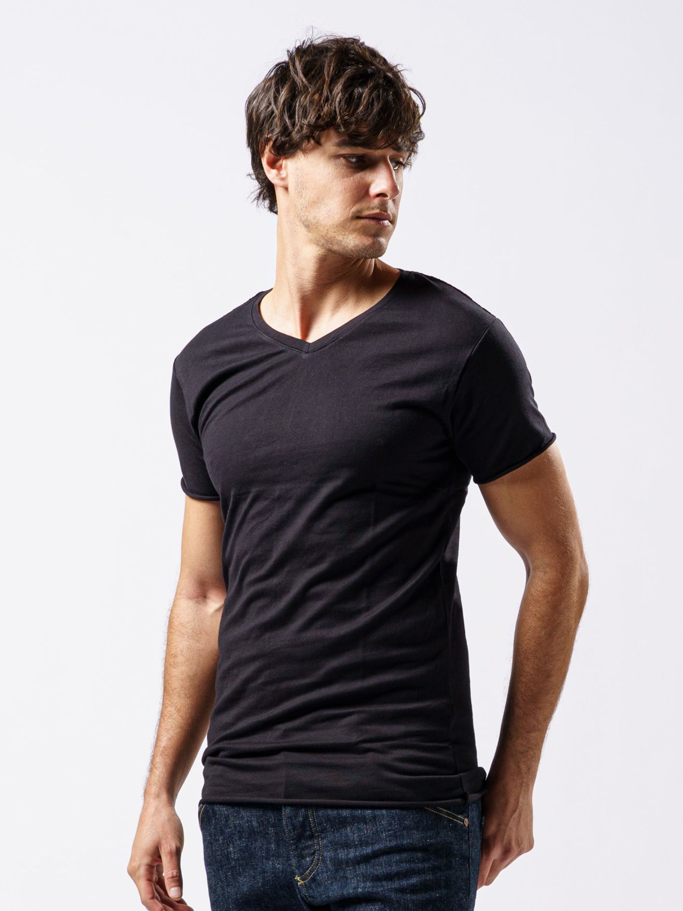 【予約品 1月25日(日) 締切】3 in pack-T S/S / 3インパック ショートスリーブ Tシャツ / ブラック / クルーネック、Vネック、ディープVネック