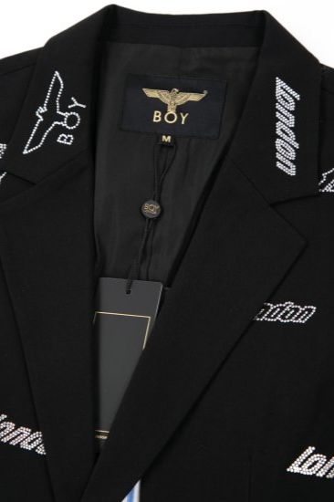 RHINESTONE TAILORED VEST/ ブラック【BOY LONDON】