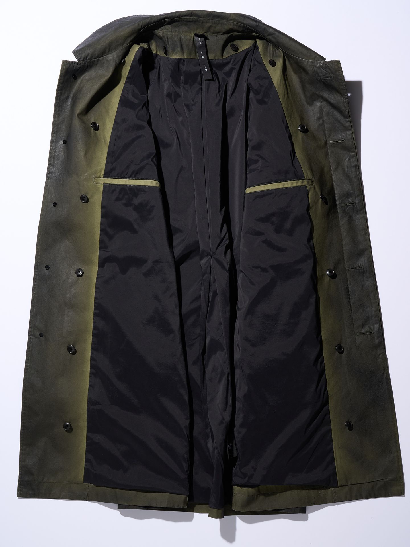 【予約品】 oild soutien collar coat / ステンカラーコート / カーキ
