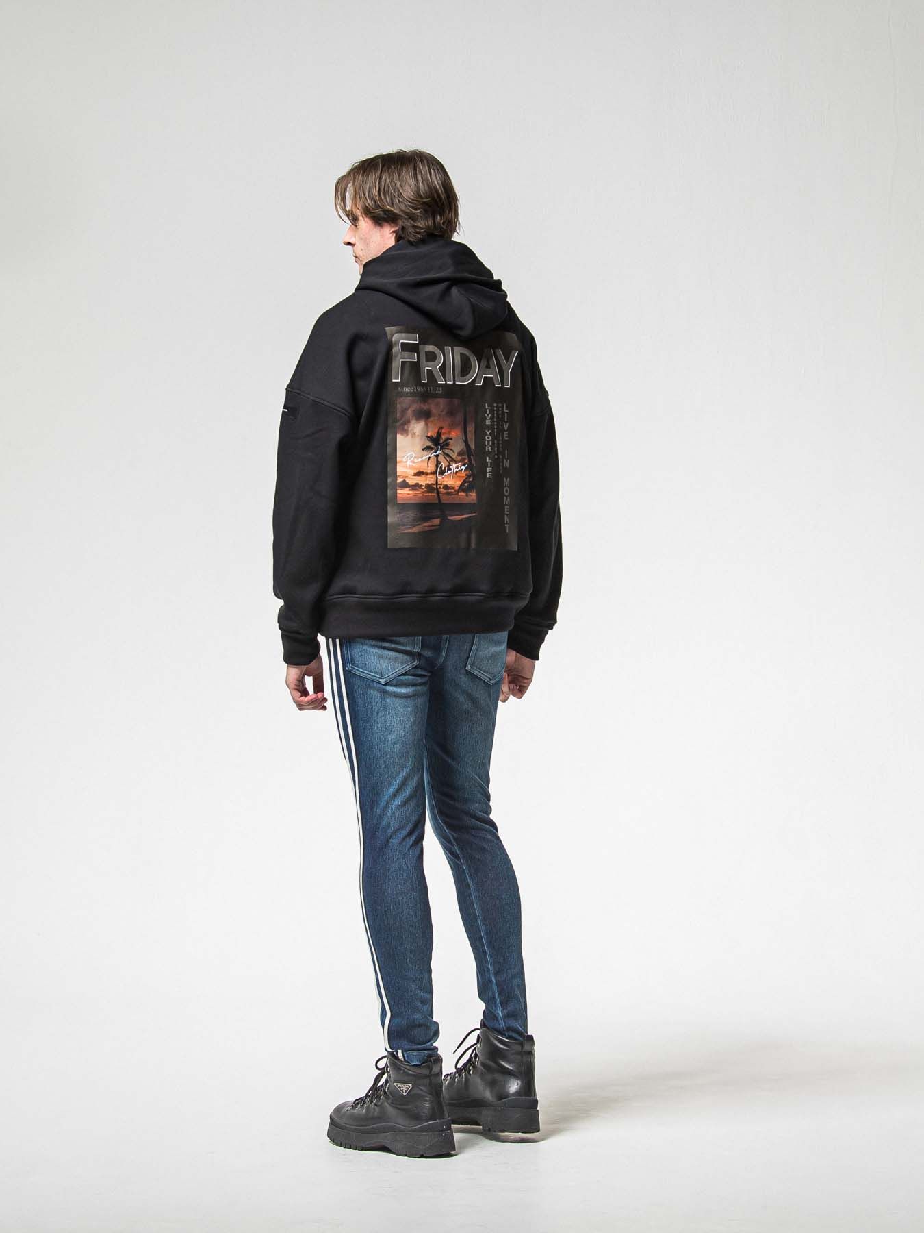 【予約品 8月31日(日) 締切】FRIDAY OLD COVER VEROURS FLEECE HOODIE / FRIDAYコラボ オールドカバー ベロアフリース フーディ / ブラック