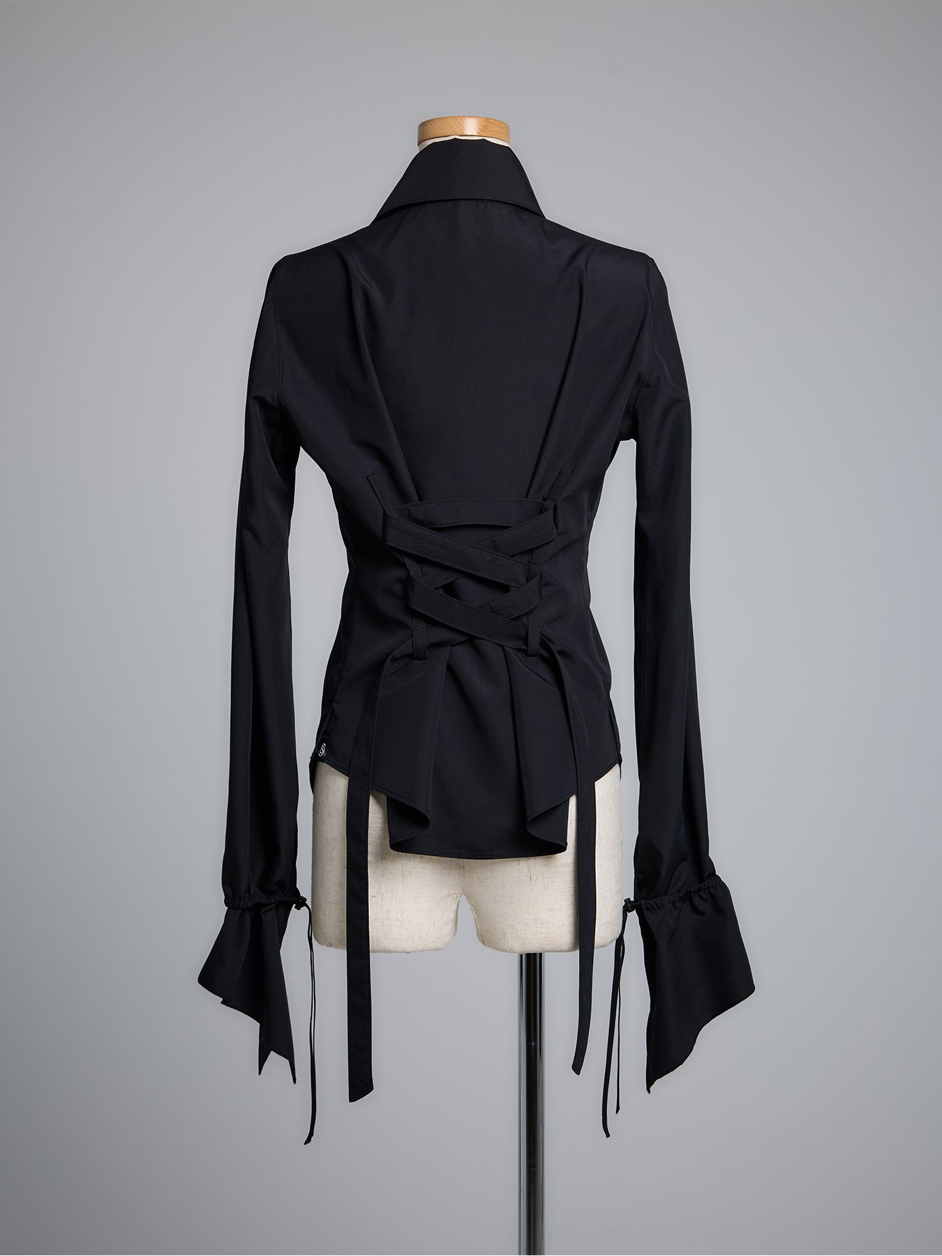 【予約品 5月18日(日) 締切】Lace Up Frill Shirt / レースアップフリルシャツ / ブラック