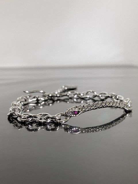 《受注生産》 SNAKE CHAIN BRACELET w/ RUBY / スネークチェーンブレスレットルビーアイズ 【注文から2～4週間後入荷予定】