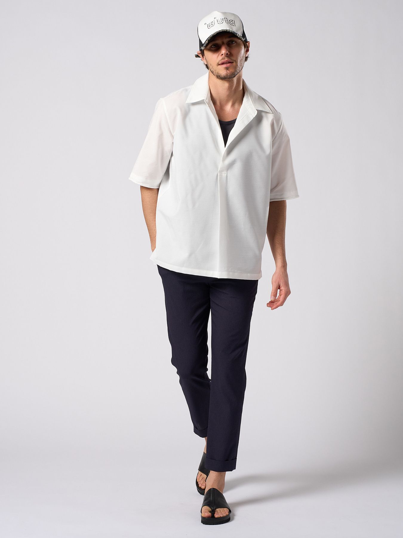 【予約品 1月25日(日) 締切】skipper shirt H/S / スキッパー ハーフスリーブシャツ / ホワイト