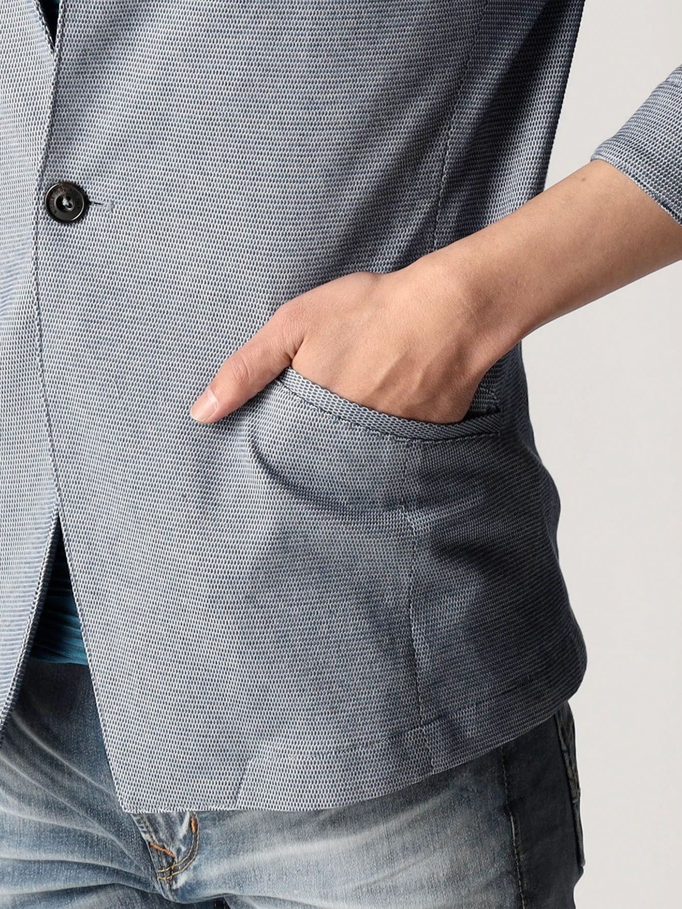 7分袖イタリアンカラージャケット / グレー【NICOLE CLUB FOR MEN】