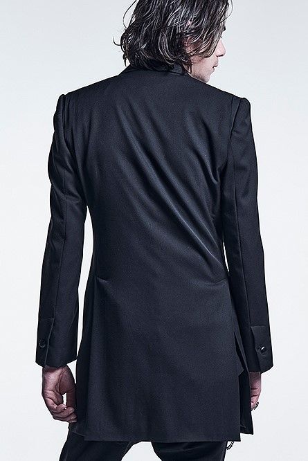 《予約品》 Long Peacked Jacket テーラードジャケット GabadineStretch / Black 【kiryuyrik】 11月入荷予定