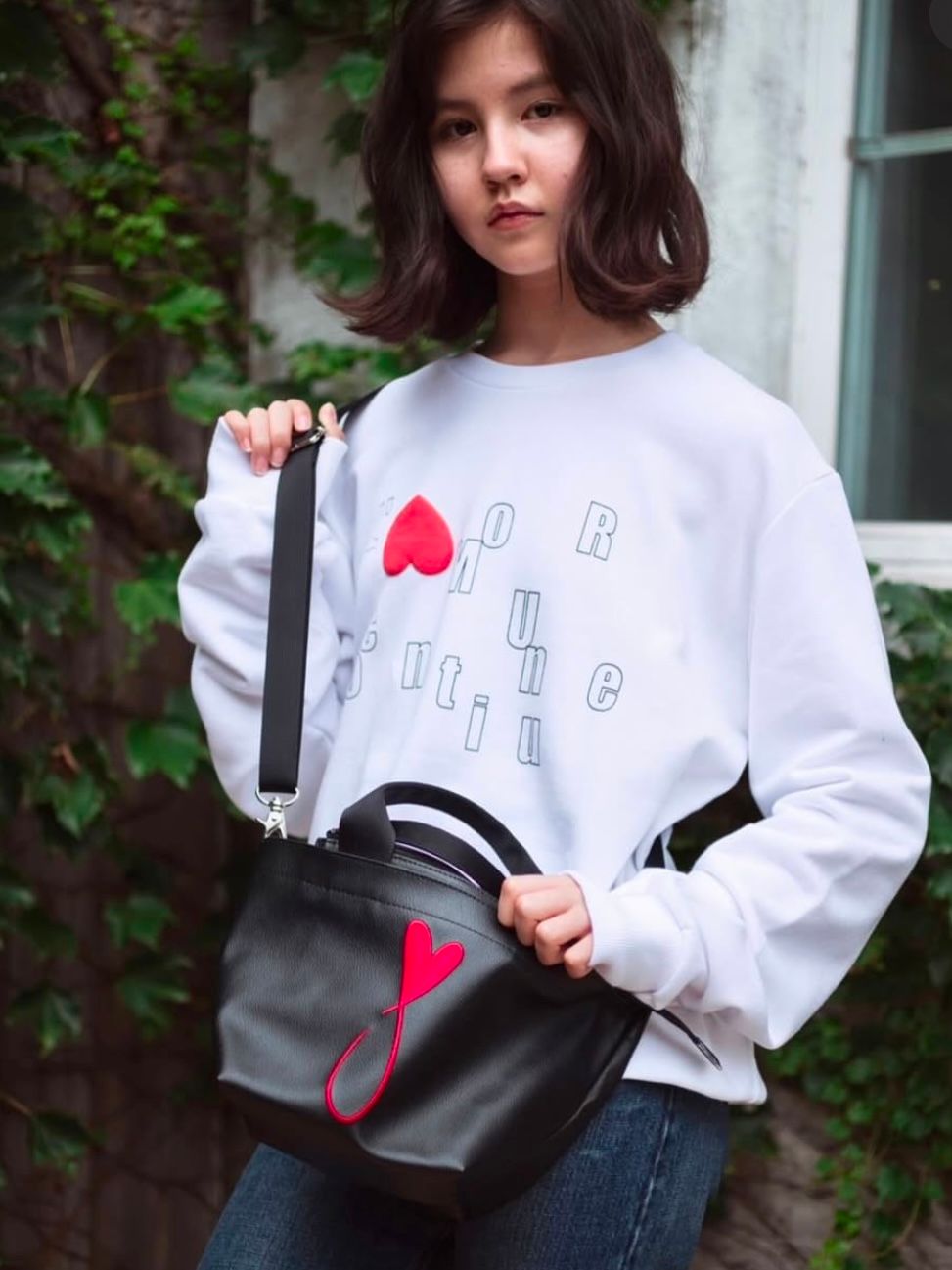 Tiphanie Shoulder バック ブラック×レッド メゾンオノレ パリMAISON HONORE PARIS
