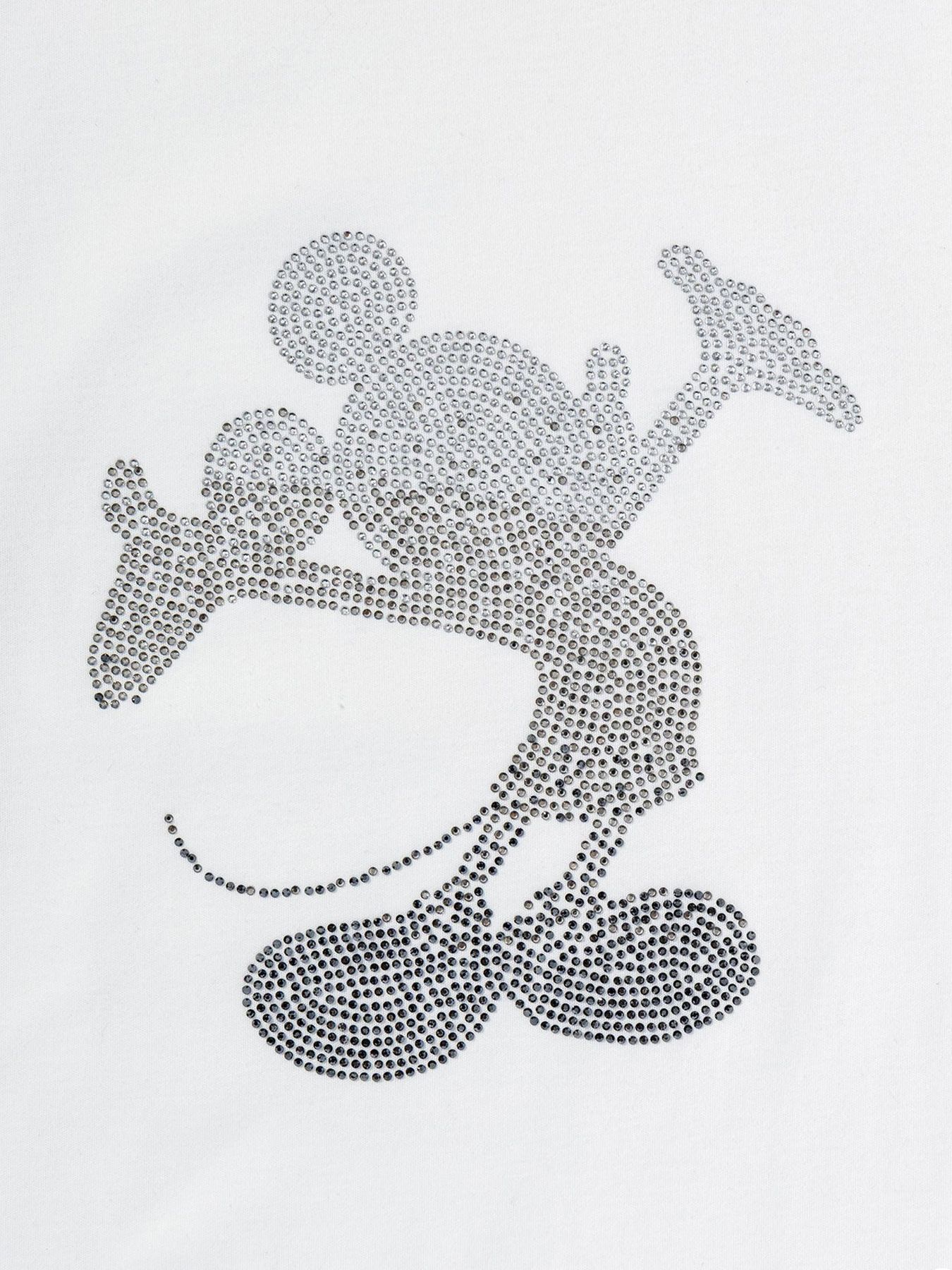 《ミッキーマウス コラボ》ラインストーンシルエット半袖Tシャツ  / ホワイト 【Disney × 1PIU1UGUALE3 RELAX】