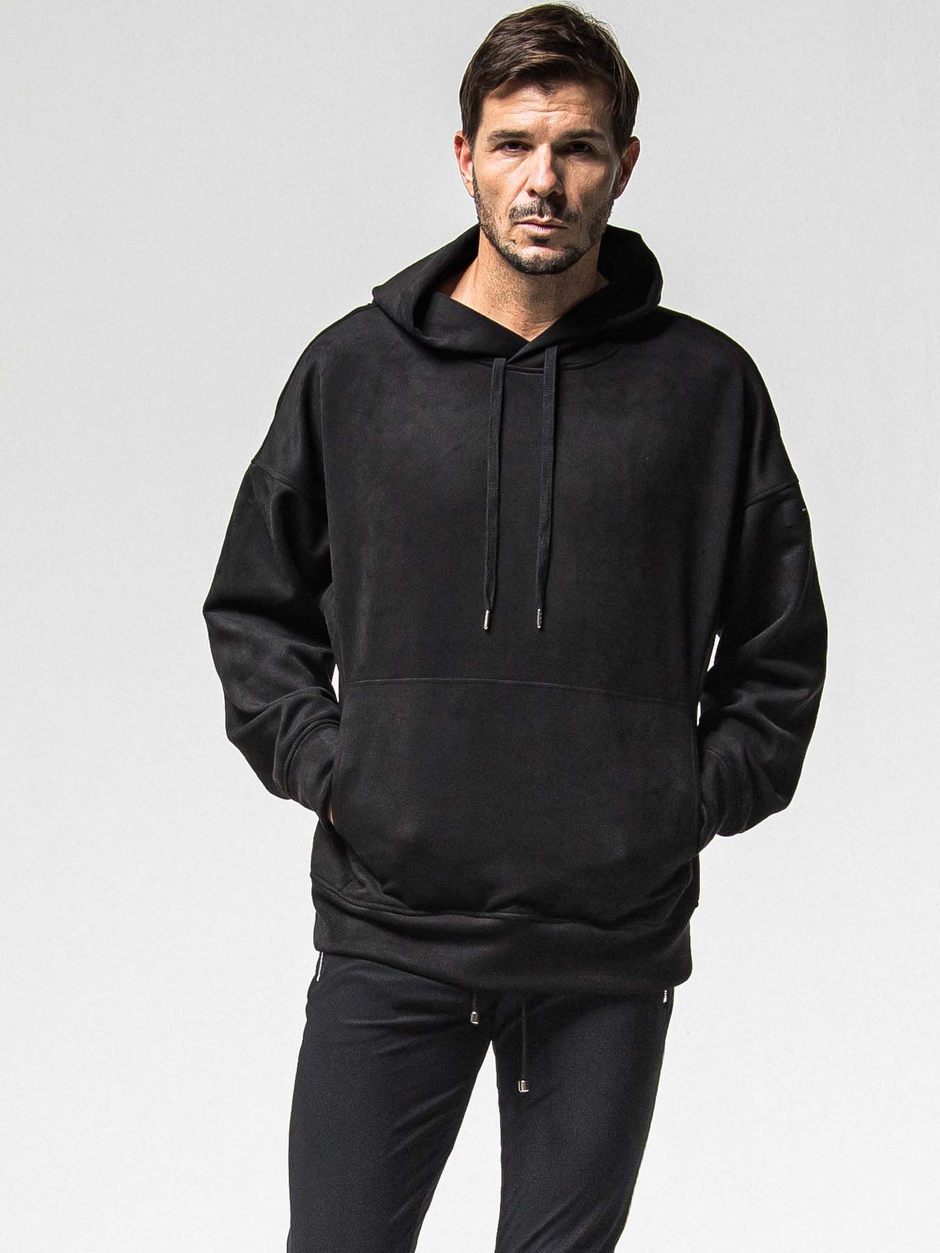 【予約品 8月31日(日) 締切】SUEDE LOOSE HOODIE / スウェード ルーズフーディ / ブラック