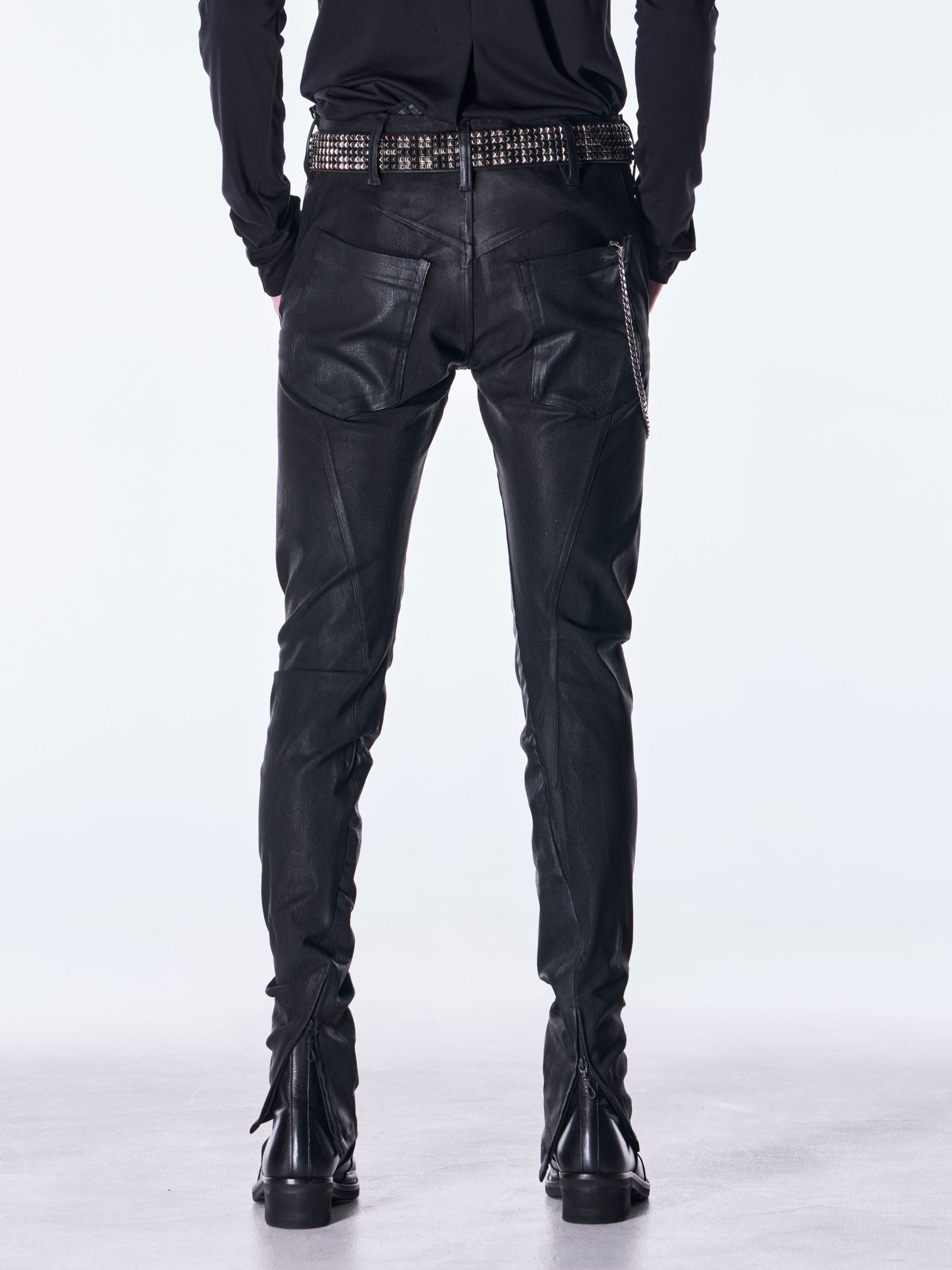 【予約品 6月29日(月) 締切】Coating Denim Curve Pants / コーティング デニム カーブパンツ / ブラック