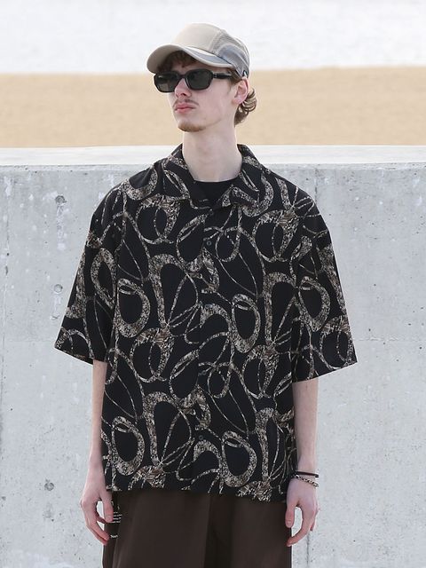 ORBIT SHIRTS / ループ柄シャツ / ブラック【QUOLT】