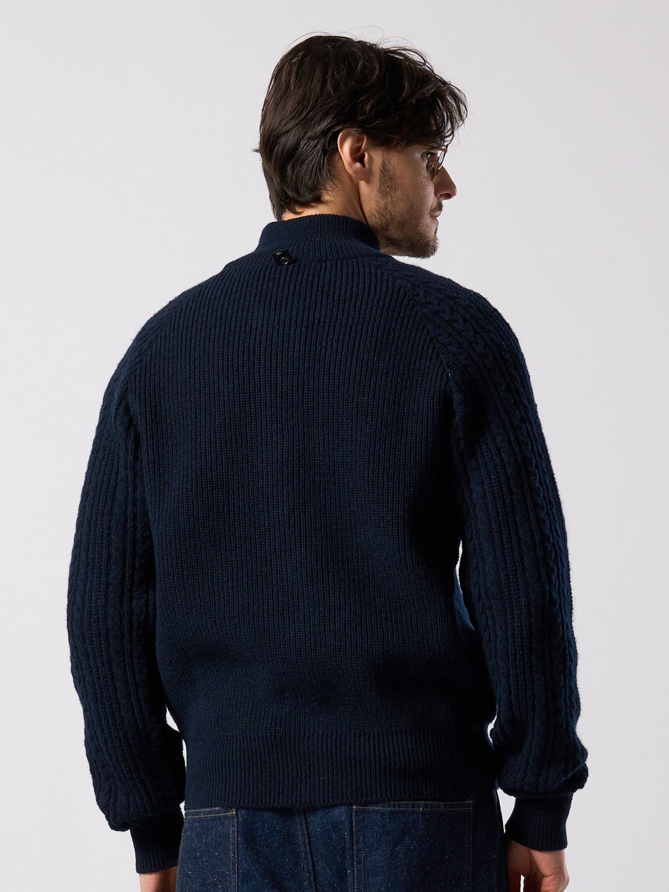 【予約品 4月19日(日) 18時締切】lomond×powder zip-up knit / ジップアップニット / ネイビー